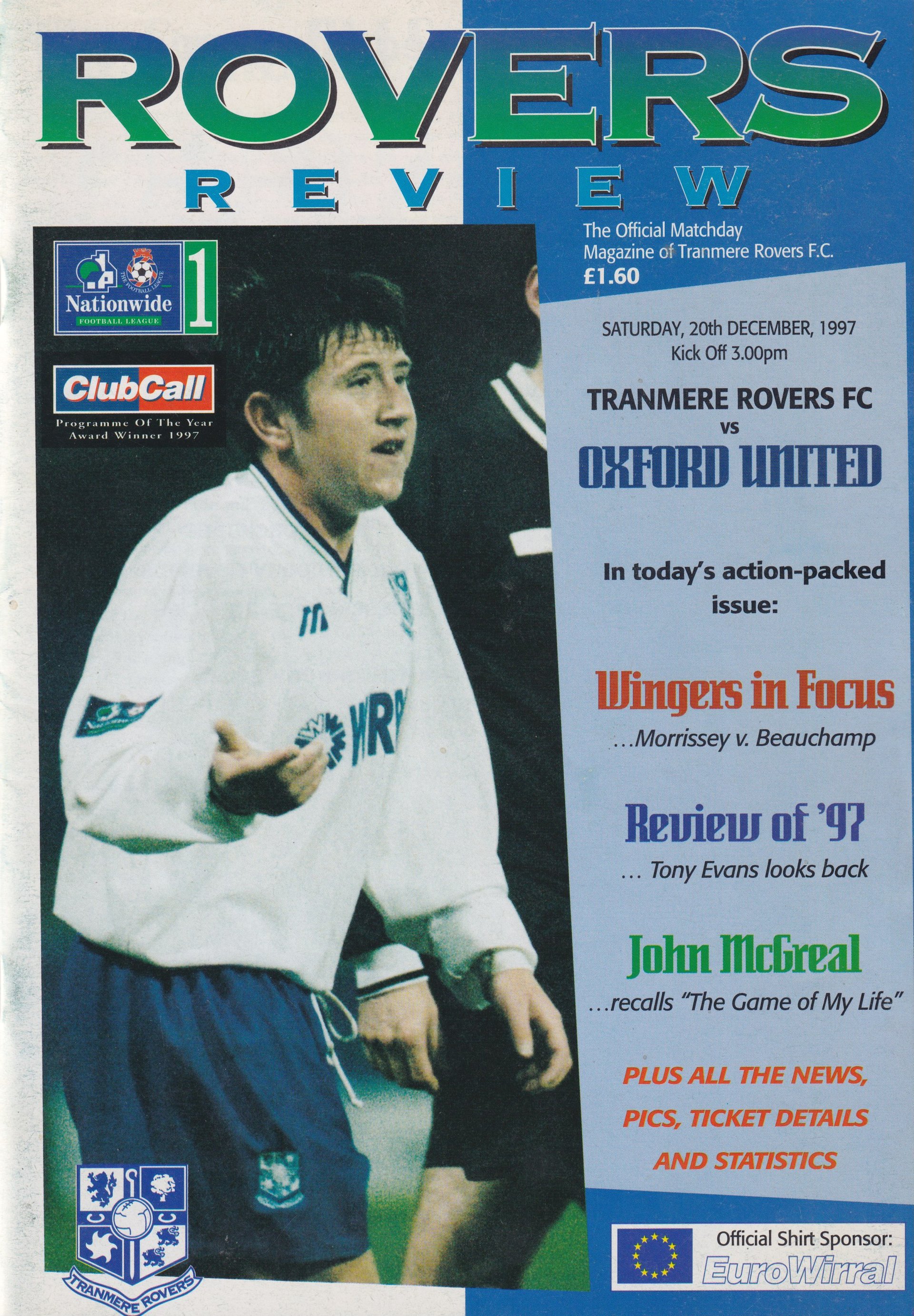 Tranmere Rovers v Oxford United match programme